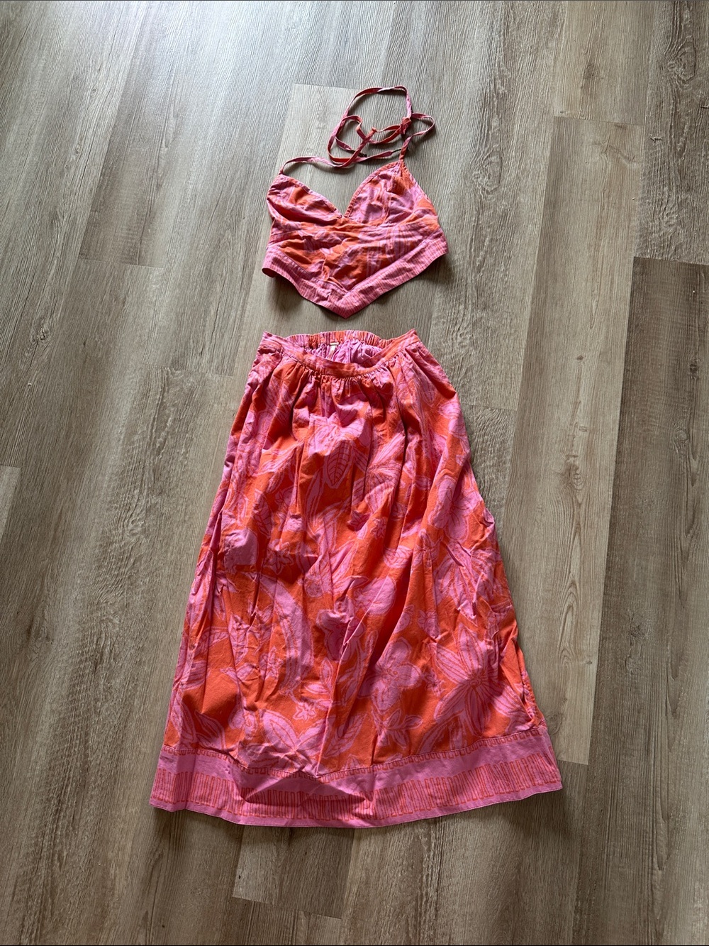 Free People Pink and Orange Printed Two-Piece Set - Picture 2 of 5